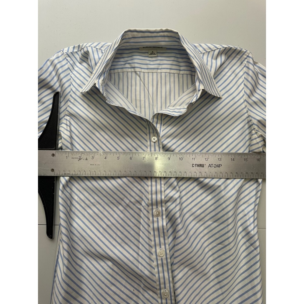 Banana Republic Button Down Women S Blue Excellent Striped Cotton Long Sleeve - Picture 10 of 11